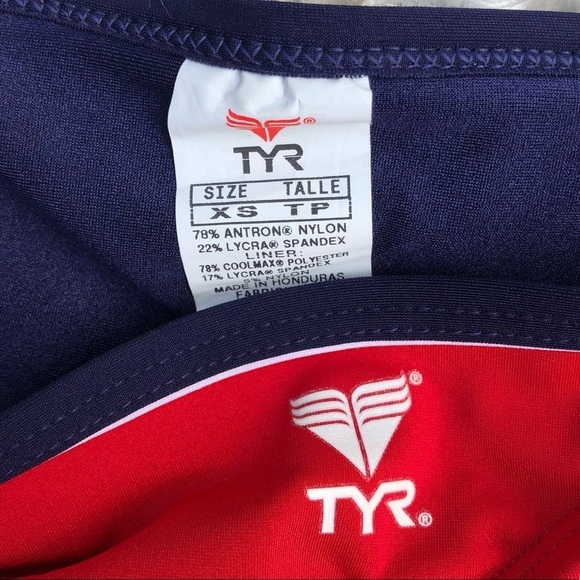 TYR Guard Red Bikini Bottoms with Blue & White Waistband Size XS - Picture 3 of 4